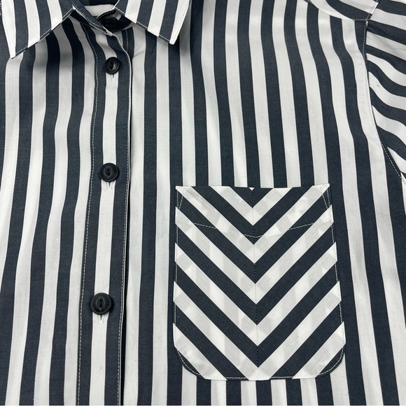 RAG & BONE Women's Maxine Cotton Shirt Black White Stripe Ck Measure for Size - Picture 3 of 7